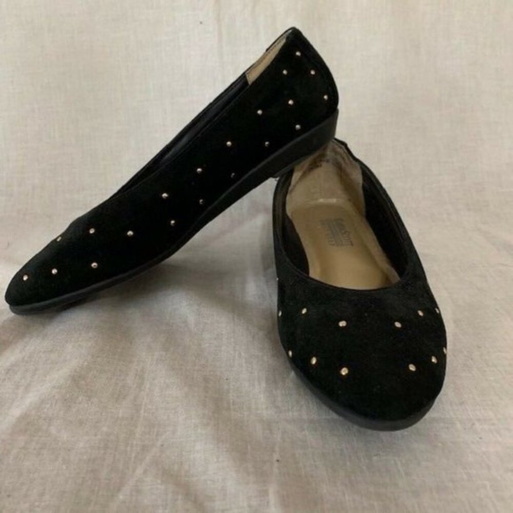 Size 7 Karen Scott Soft Step Black W/ Gold Studs